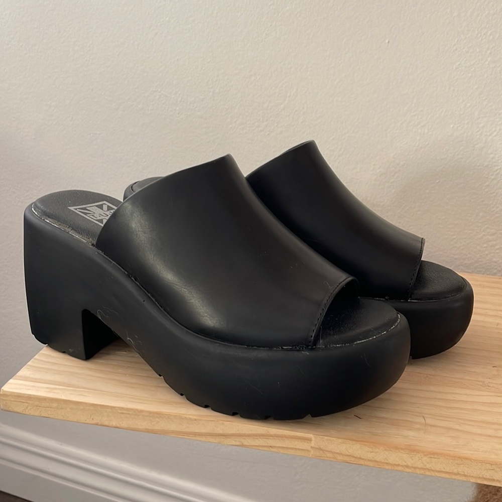 TUK Platform Black Bubble Mule Heel sandals